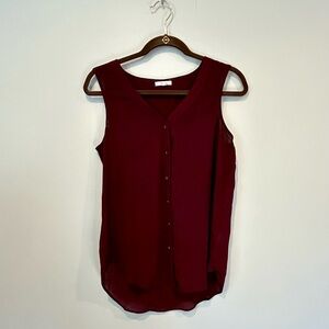 Maurice’s Button Down Sleeveless Blouse Size Small Wine Red